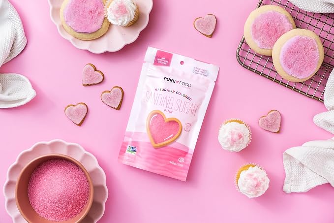 Pure Food Dye Free Pink Sanding Sugar, 5 oz | Naturally Colored Decorating Sugar Sprinkles | Colored Sugar | Great for Baking and Decorating