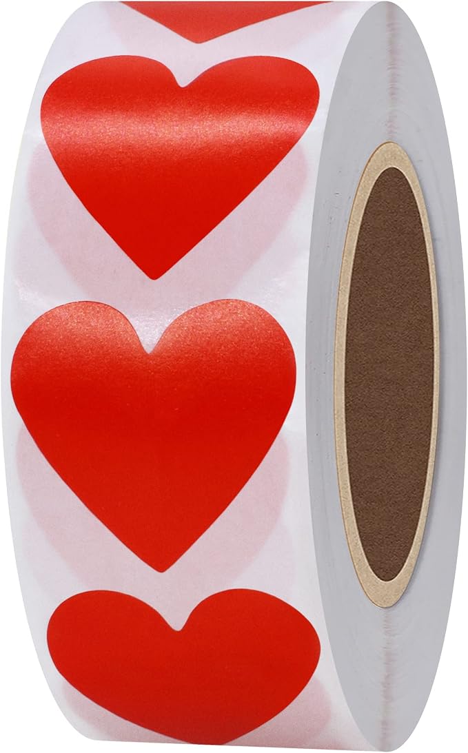 Hybsk 1000pcs Red Heart Stickers 30mm Love Stickers for Crafting Scrapbooking (Red)