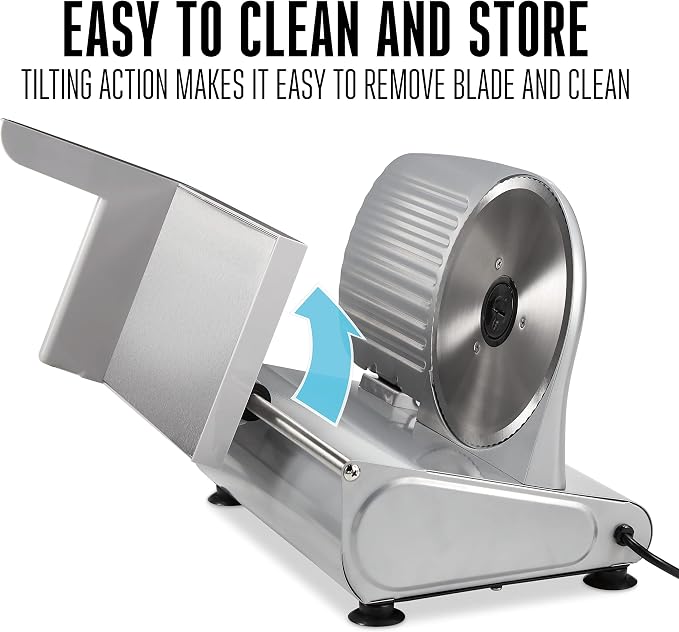 Weston Electric Meat Cutting Machine, Deli & Food Slicer, Adjustable Slice Thickness, Non-Slip Suction Feet, Removable 7.5" Stainless Steel Blade, Easy to Clean (61-0750-W)