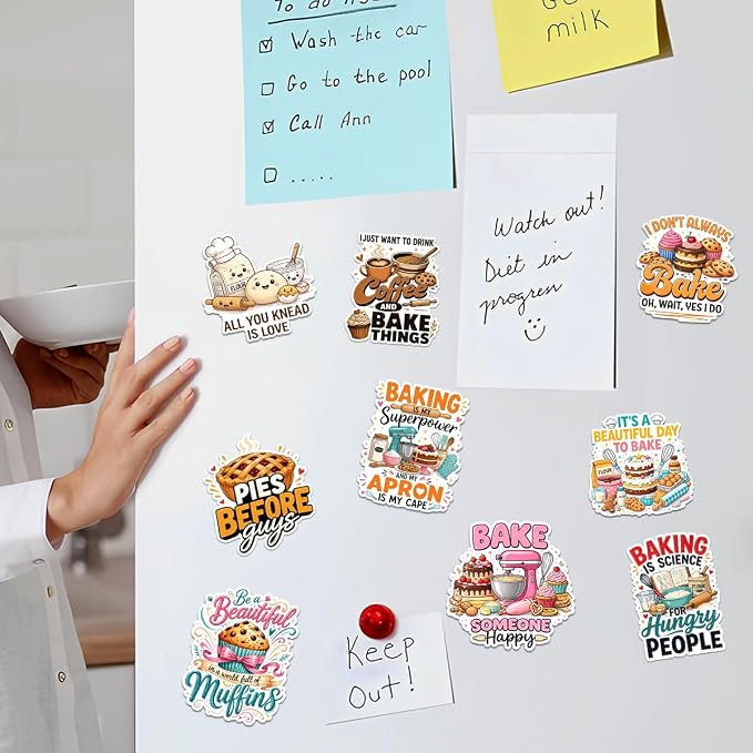 12Pcs Baking Stickers, Bakery Stickers for Water Battles — Baking Gifts for Bakers — Bakery Party Supplies - Gift for Women & Men