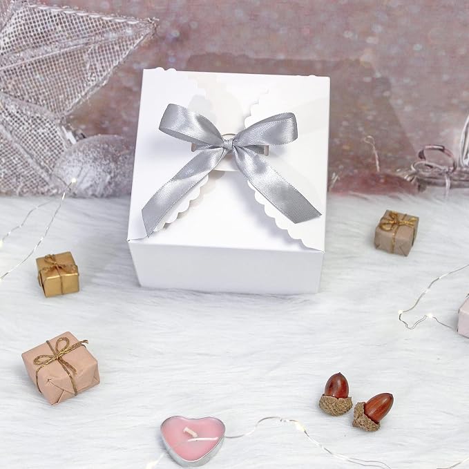 WEWILUCK Small White Gift Box, 10 PCS Pretty Favor Gift Boxes with Lids Bulk for Wedding, Bridesmaid Proposal, Birthday, Party, Holiday, Galentine's Day Presents, 4.75” x 4.75” x 3.53”