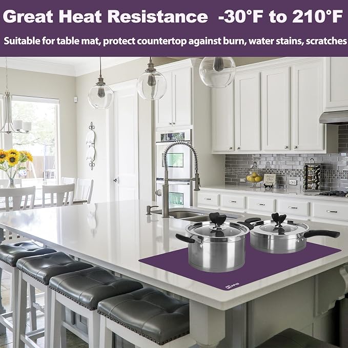 Sapid Extra Large Silicone Sheet for Crafts, Thick Silicone Jewelry Casting Mats, Nonstick Nonslip Silicon Mat for Epoxy Resin, Art Painting, Heat- Resistance Counter Mat (20"×27.9", Purple)