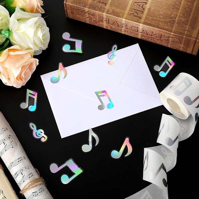 500pcs Music Stickers, Music Notes Vinyl Waterproof Stickers Musical Instruments Stickers for Water Bottles Laptops Guitars Skateboards Music Party Favors Decorations (Music S)