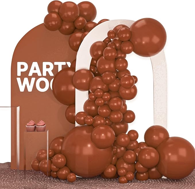 PartyWoo Dark Brown Balloons 100pcs Different Sizes of 36 18 12 10 5 Inch Boho Neutral Coffee Tan Balloon Arch Kit Garland for Birthday Boy Baby Shower Jungle Safari Fall Party Decorations Brown-F08