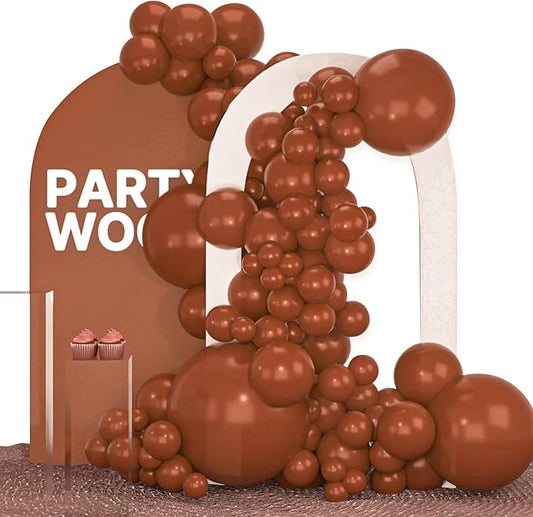 PartyWoo Dark Brown Balloons 100pcs Different Sizes of 36 18 12 10 5 Inch Boho Neutral Coffee Tan Balloon Arch Kit Garland for Birthday Boy Baby Shower Jungle Safari Fall Party Decorations Brown-F08
