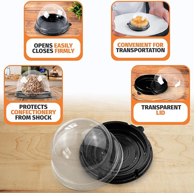 Treat Box Pack 50 - Pack Mini Cupcake Containers for Desserts - 2.8 x 2.8" Plastic Food Grade Mini Cupcake Boxes | Desserts Containers and Holiday Gift Wraps with Transparent Lids, Great for Parties