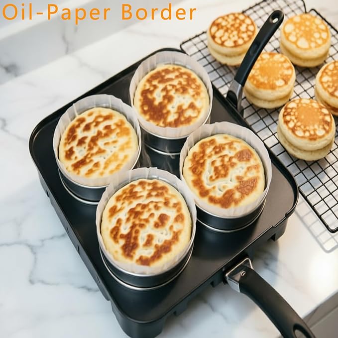RICHSC-PAN Crumpet Rings, 16Pack Cookie Ring, Outer diameter 3.2Inch+2.1Inch Food-Grade Stainless Steel Tart Rings. More Convenient to Take the Food of The Bakery Ring Mold.