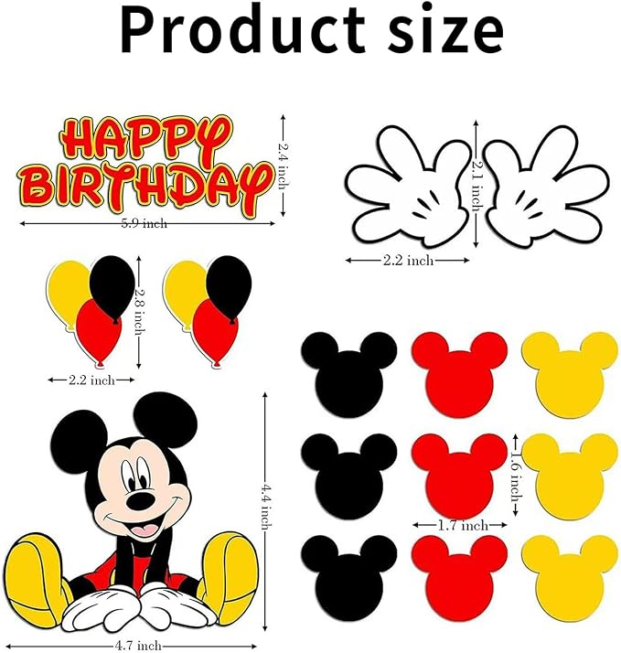 Birthday Cake Toppers, Cute Mouse Cake Decorations, Cartoon Themed Cupcake Topper, Birthday Party Supplies