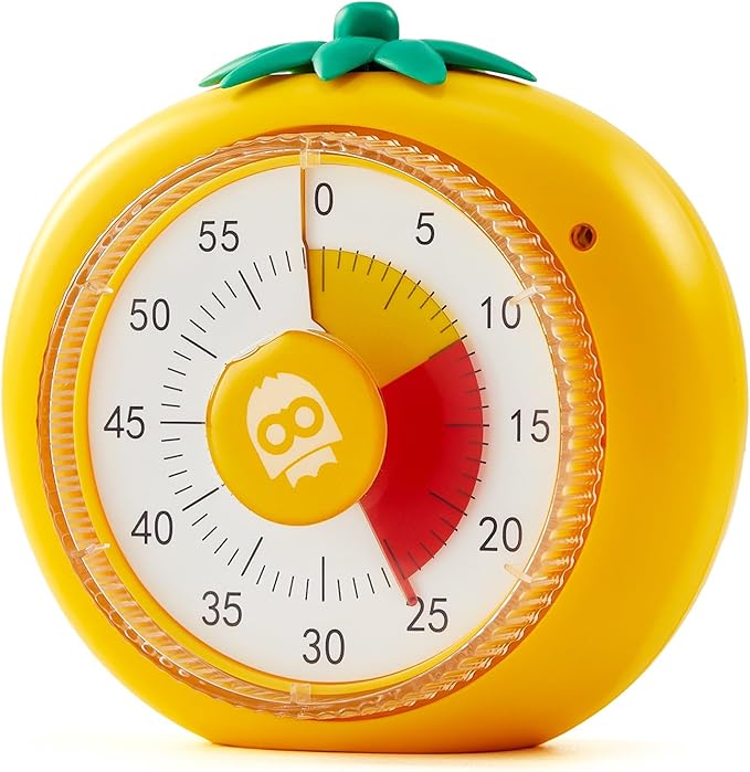 Magnetic Visual Timer, 60-Minute Countdown for Kitchen Classroom Homework | 4-Color Zone Dial with Cute Design, Kids Timer with Pomodoro Mode Time Management Tool for ADHD, Cooking & Baking