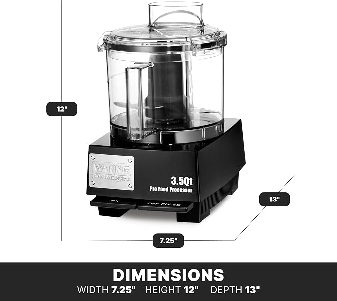 Waring Commercial Food Processor, 3.5 Quart Capacity with Flat Lid, 1 Horsepower Motor, Vegetable Chopper for Professional Kitchens, WFP14SW