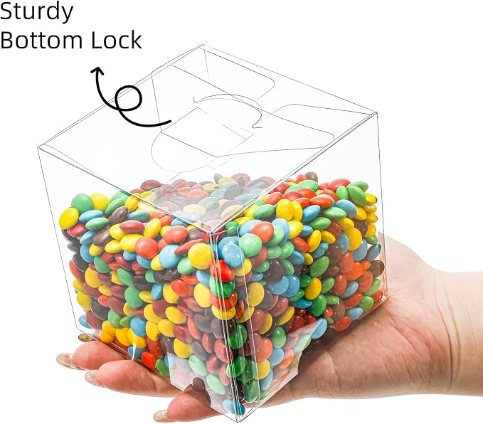 50 Pcs Clear Cupcake Box Individual, 3.5 Inch Plastic Single Cupcake Container, Cupcake Storage Holder Carrier with Ribbons Inserts, Ornament Candy Gift Box for Mother's Day Party Wedding Baby Shower