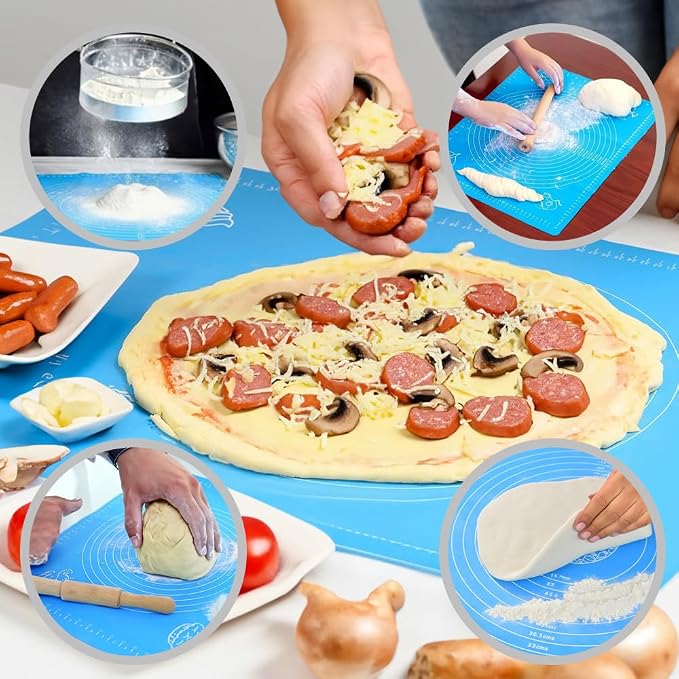 Silicone Baking Mat, Blue,20"x16" | For Rolling Out Pastry Dough