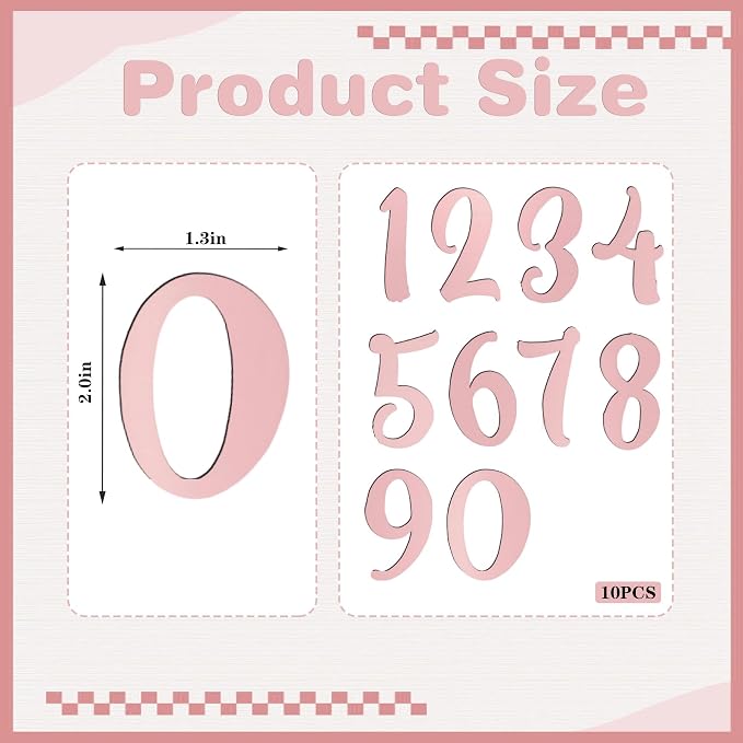 10PCS Rose Gold Acrylic Number Cake Toppers 0-9 Mirror Age Digit Cake Decorations for Birthday Cake Wedding Anniversary Baby Shower Dessert Table Cupcake Photo Props Party Supplies