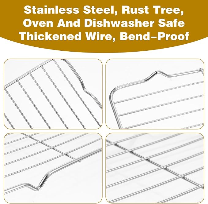 Roasting Rack, Stainless Steel Baking Wire Rack, Heavy Duty Wire Rectangle Bake Racks for Baking, Cooling, Steaming (5.3 x 8.46 Inch)