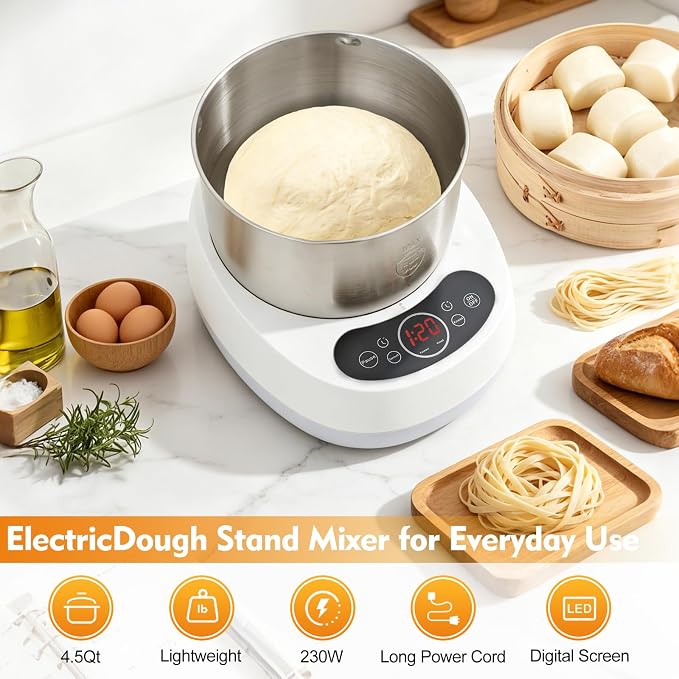 5.3QT Electric Dough Maker with Fermentation,230W Dough stand Mixer Machine with Digital Screen,Automatic Kneading Machine for Bakery (Blue)