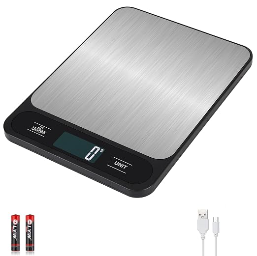 33lb/15kg USB Rechargeable Digital Kitchen Scale, Food Scale, LCD Display, High Capacity Weight Grams and Ounces for Baking Cooking and Meal Prep, 6 Units with Tare Function