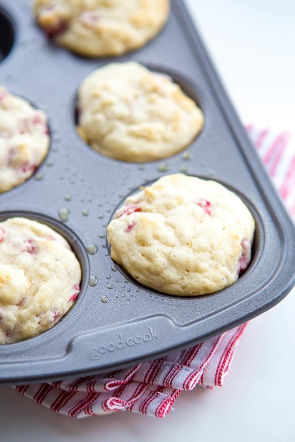 GoodCook Everyday Muffin Pan Nonstick Warp-Resistant Carbon Steel Construction, 6-Cup, Gray