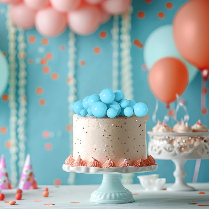 75 Pieces Light Blue Cake Balls Topper Decorations Foam Cupcake Topper Mini Balloon Cake Topper Picks for Deco Birthday Party Wedding
