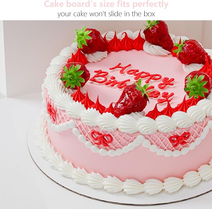 3 Pack Cake Boxes 12 Inch, White Square Cake Boxes with Cake Boards, Disposable Cardboard Cake Containers with Lids for Pastry Donuts Pies Cookies Dessert Wedding Birthday Party (12×12×8 In)