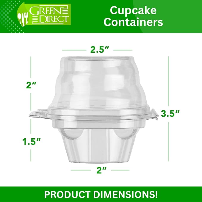 Green Direct Clear Stackable Cupcake Boxes Disposable Individual Cupcake Containers Airtight With Lid Plastic Carrier Bpa Free Cupcake - 25