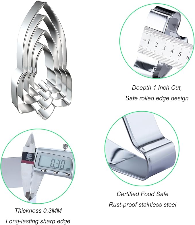 Rocket Cookie Cutter Set Large - 5 Inch, 4 Inch, 3 Inch, 2 Inch - 4 Piece Space Cookie Cutters Shapes Molds - Stainless Steel