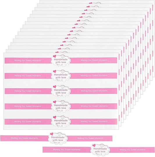 100PCS Pink Food Retail Package Seal Labels Sticker, 9x1 Inch Tamper Proof Stickers, Tamper Evident Stickers Baking Gift Box Sticker for Handmade Baking Craft Arts, Freshness Labels
