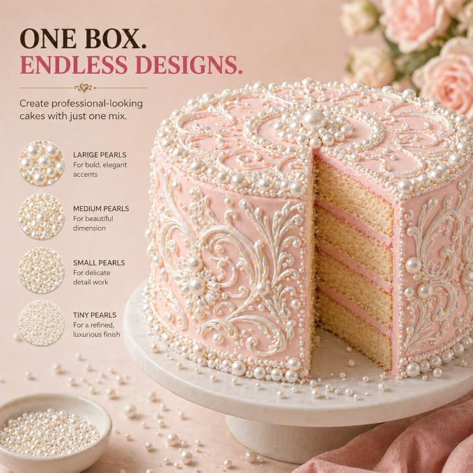 Confect White Pearl Sprinkles | Valentines Sprinkle | Edible Mix White Pearls & Dragees | Frozen Sprinkle & Disco Balls for Cakes, Cupcakes | White Princess Disco Ball Sprinkles | Vegan, Gluten-Free, Nut-Free, Soy-Free, Dairy-Free, Palm Oil-Free | Dye ...