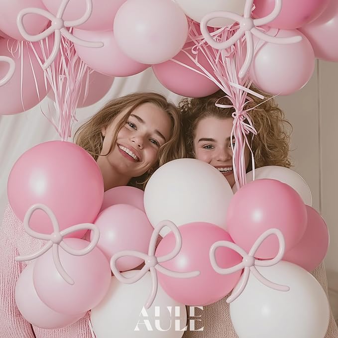 AULE Pink Balloon Arch Kit 155Pcs Macaron Light Pink White Balloons Garland for Birthday Wedding Gender Reveal Baby Shower Anniversary Bridal Princess Theme Party Decoration