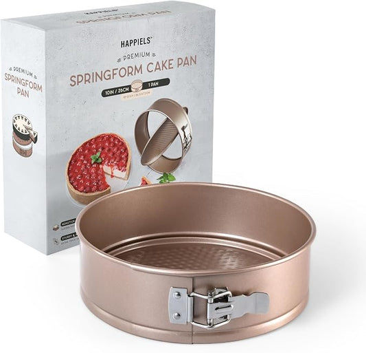 HAPPIELS Non-Toxic Nonstick 10-Inch Round Springform Cake Pan 3-inches deep | Cheesecake Leak Proof Baking Pan | Cheesecake Pan | Non Toxic Spring Form Cake Mold | Best Nontoxic Non Stick Springform Pans Leakproof | Cake Tin