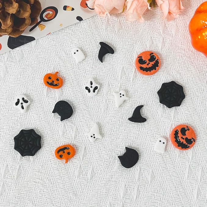 Xaekicr 10PCS Halloween Polymer Clay Cutters Set - Pumpkin Ghost Witch Hat Spider Web Shapes for DIY Earrings - Clay Cutters Clay Earring Cutters Clay Tools