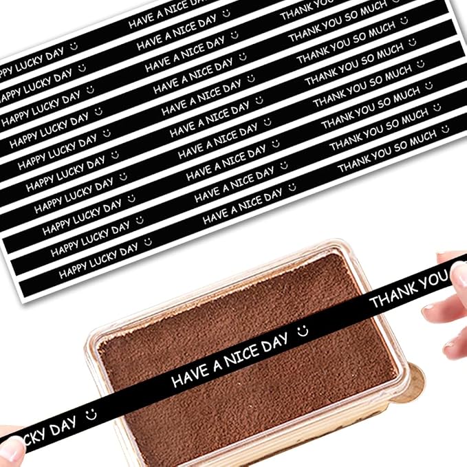 Long Black Handmade Food Bakery Stickers 13.4 inch Thank You Sticker 200 Pcs Tamper-Proof Self-Adhesive Sealing Baking Labels