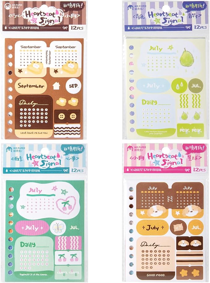 48 Sheets Monthly Planner & Calendar Stickers, Seasonal Aesthetic Sticker Book for Bullet Journal & Scrapbook, Planner Accessories for Journaling & Schedule Organization