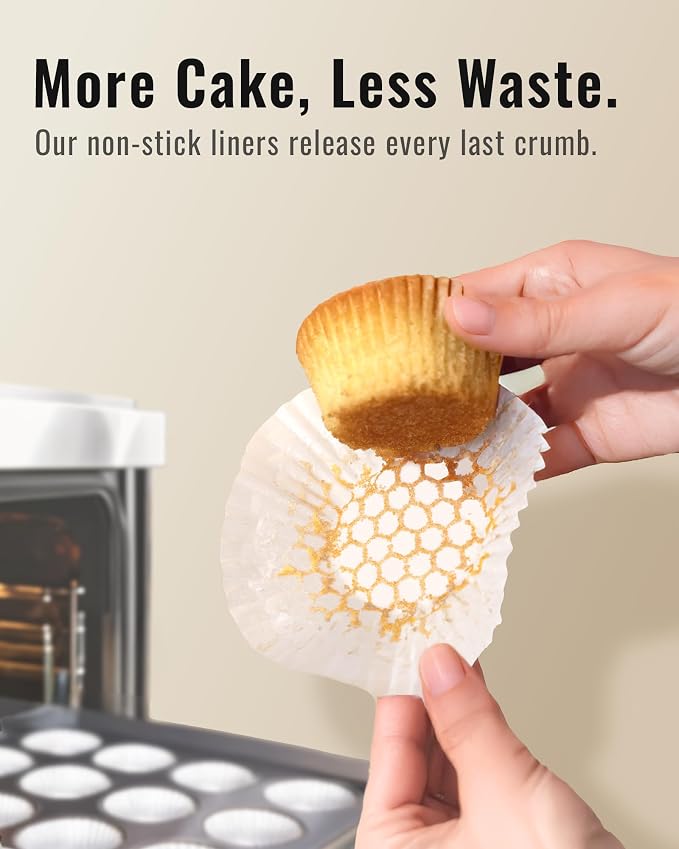 Bake Choice 200pcs Standard White Cupcake Liners for Baking, Upgraded Natural Muffin Liners, Balance Non-Stick & Non-Slip, Greaseproof Parchment Paper, Cupcake Wrapper for Party, Wedding, Christmas
