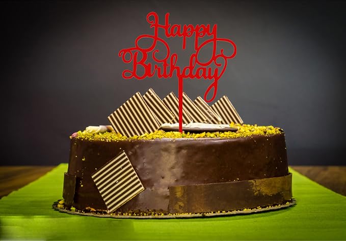 Red Happy Birthday Cake Topper Birthday Party Decorations Supplies