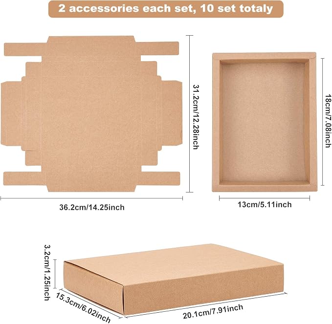 BENECREAT 10 Pack 7.8x6x1.2 Inch Large Kraft Treat Box Paper Drawer Candy Box for Small Dessert, Candy, Mini Soaps and Other Party Favors