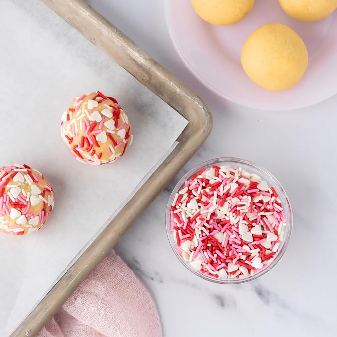 Sweets Indeed Valentines Day Sprinkles with Hearts | Bulk Jimmies Mix | Red White Pink Sprinkle Mix for Baking & Decorating | 10 ounces