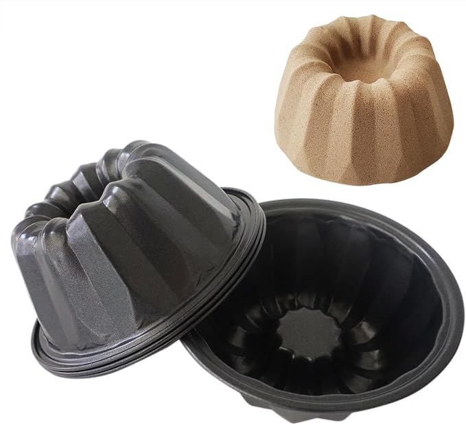 Small Fluted Cake Pan 4 Inch, Mini Round Cake Molds, Nonstick Carbon Steel Fluted Baking Pans for Cakes, Pizzas, Tarts, Pies, Muffin - 4Pcs, Black