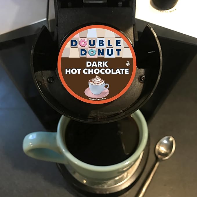 Double Donut Dark Hot Chocolate Pods for Keurig K Cups Brewers, Single Serve Dark Hot Cocoa Pods, 24 Count (Pack of 2)