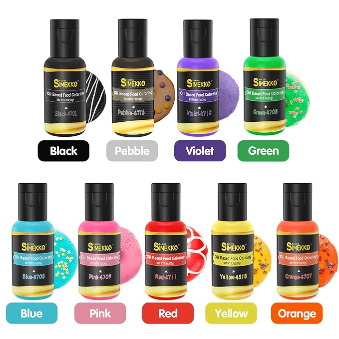 Oil Based Food Coloring for Chocolate, 20ml Candy Coloring for Cake Decorating, Forsting, Edible Food Dye for Baking Cookies Icing Fondant Meringues(.7 Fl. Oz Each Bottles, Each Bottles)