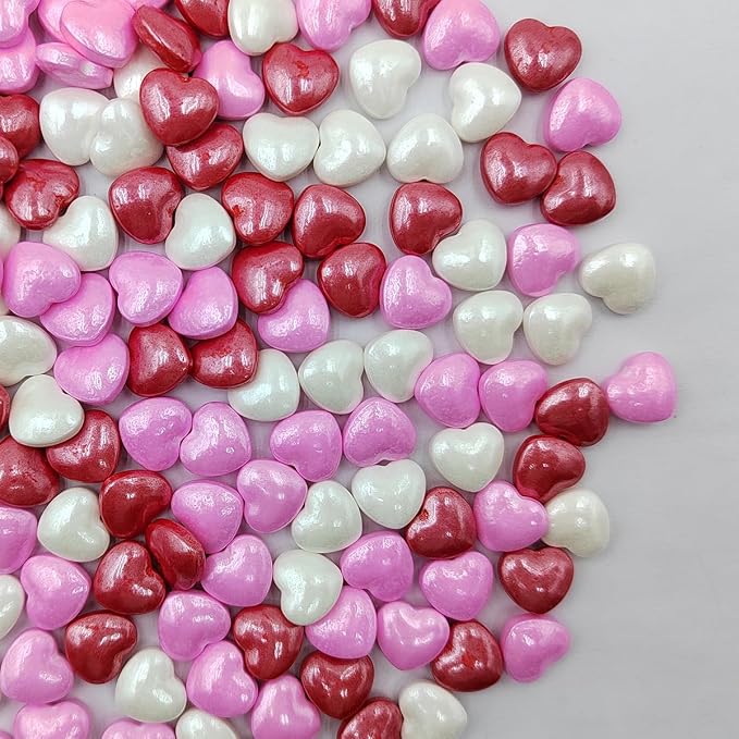 Red Pink and White Heart Valentine Sprinkles, Edible Heart Cake Decorating, Baking Cake Decorations Cupcake Toppers Cookie Decorating, Wedding Party Chirstmas Supplies