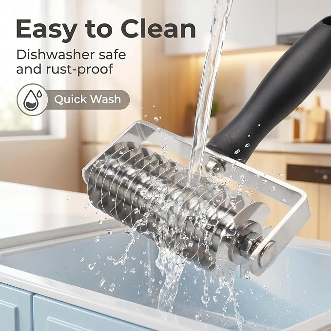 AMPSEVEN Pastry Lattice Roller Cutter - Professional Stainless Steel Dough Lattice for Pie Pizza Bread, beef wellington, Pastry Crust Roller Cutter