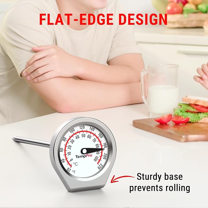TempPro Dial Instant Read Meat Thermometer for Cooking, Grill Food Thermometer with Glass Lens, Portable Kitchen Thermometer for Liquid, Steak, Turkey Temp Checking (Previously ThermoPro)