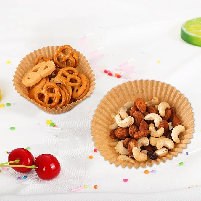 100-Pack Premium Neutral Paper Muffin Liners | Unbleached, Grease-Resistant, Cupcake Baking