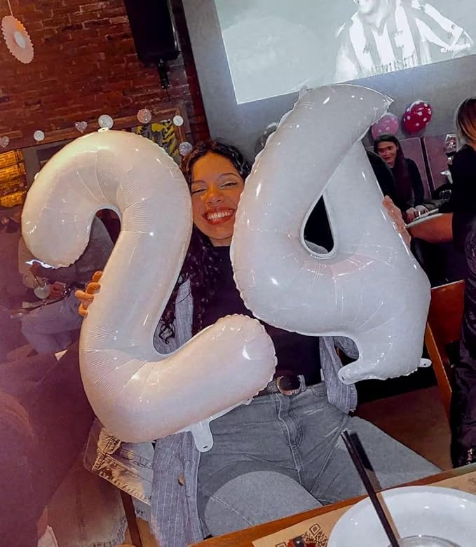 White 4 Balloon, Translucent Number Balloons 40 Inch, 4th White Party Decorations, Four Large Numbers for Party Decor, Number 4 Balloon