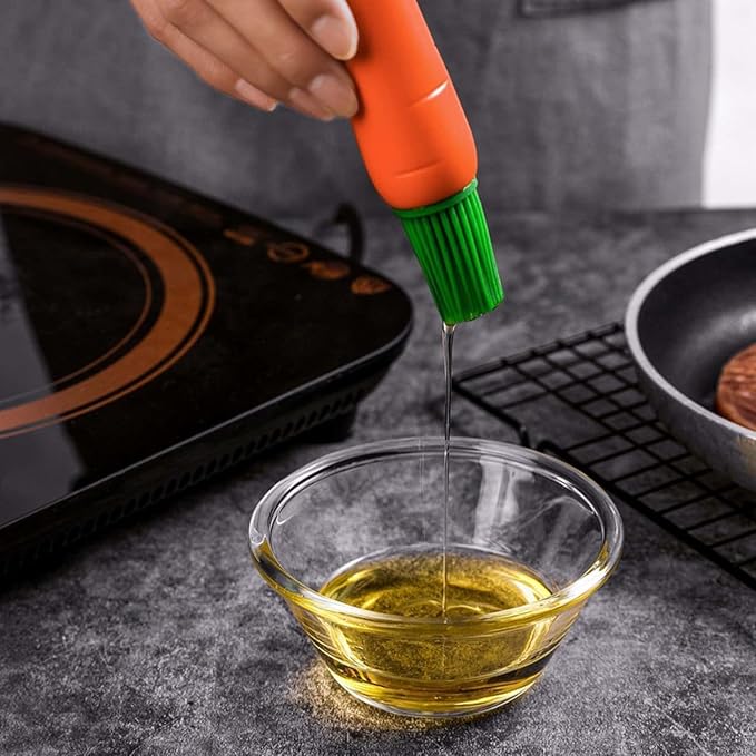 Orange Carrot Shape Silicone Baking Brush Cake Cream Brush Kitchen Cooking Heat Resistant Grill Oil for Meat Cake Barbecue Tool Sets Grilling and Barbecue Utensils