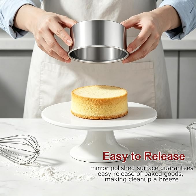 LIANYU 4 Inch Cake Pan Set of 3, Stainless Steel Mini Round Baking Pans, Non Toxic Small Metal Bakeware Tins for Birthday Wedding Christmas Party, Leak-proof & Dishwasher Safe