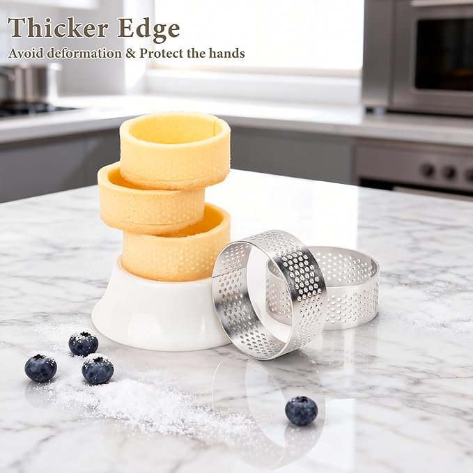 16Pack Tart Rings, 304 Stainless Steel 2 Inch Cookie Rings For Baking Small Pastry Rings Mousse Cake ring Heat-Resistant Crumpet Ring
