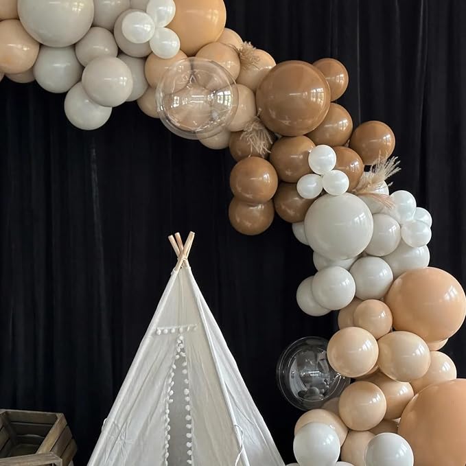 Voircoloria 130pcs Tan Balloons Different Sizes 18" 12" 10" 5" Light Brown Latex Balloon Garland Arch Kit for Birthday Baby Shower Graduation Wedding Gender Reveal Anniversary Party Decorations
