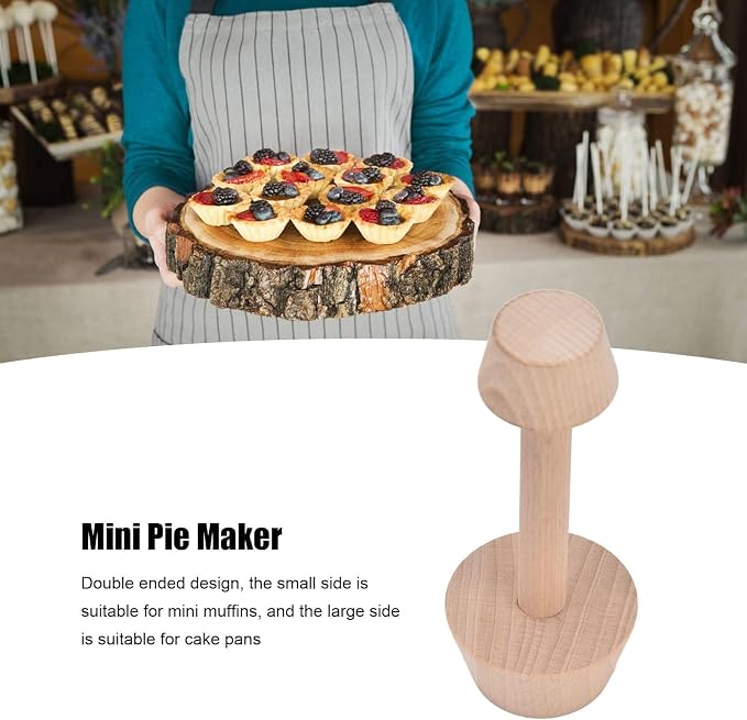 Wooden Egg Tart Mold Tart Tamper Tart Pan Pastry Tools, Double Side Tart Tamper Kitchen BakingTools for Mini Muffin Pan Pecan Pies Cheesecakes Dessert