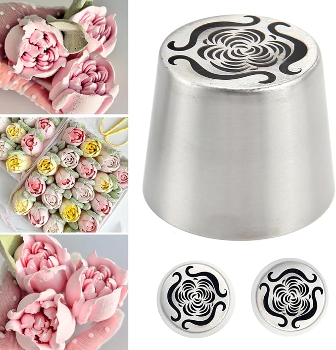 Extra Large Russian Piping Tip - Stainless Steel Floral Icing Nozzle for Cake Decorating Frosting Cream Flower DIY Cookies Cupcakes
